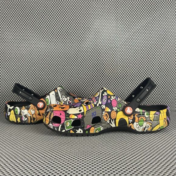 Disney Mickey Halloween Print Adult Clogs Mens 9 Womens Black Slip On Shoes - Picture 5 of 10
